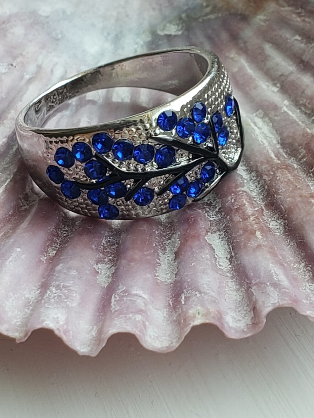 NEW, Sapphire (Fashion) & 925 Sterling Stamped Cherry Tree Branch Ring, Sz 9.